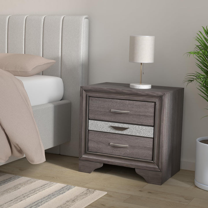 Global Furniture USA Seville Nightstand in Gray Nighstand - Diamond Home USA