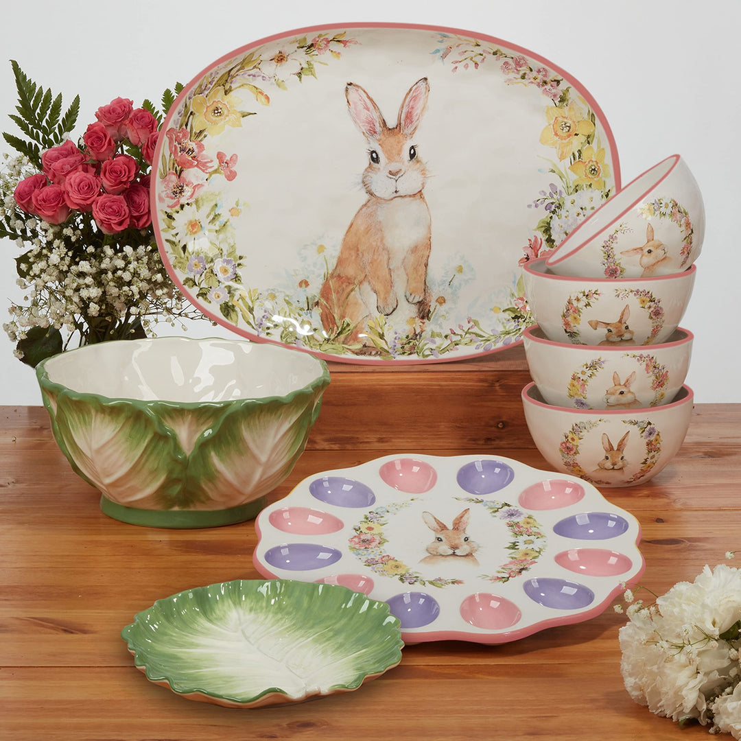 3-d Bunny Cookie Jar 64 Ounces Oz. Brown Green Multi Color Ceramic - Diamond Home USA