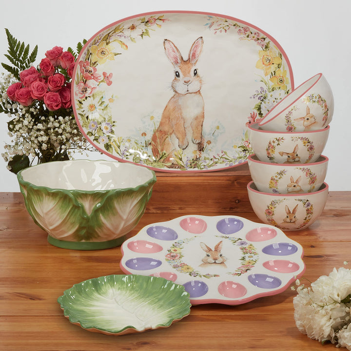 3-d Bunny Cookie Jar 64 Ounces Oz. Brown Green Multi Color Ceramic - Diamond Home USA