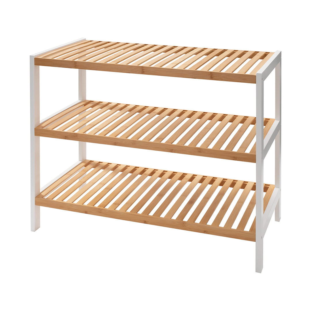 Organize It All 3 Tier White Sonora Bamboo Shelf Dimensions: 8.74" x 1.99" x White - Natural Finish