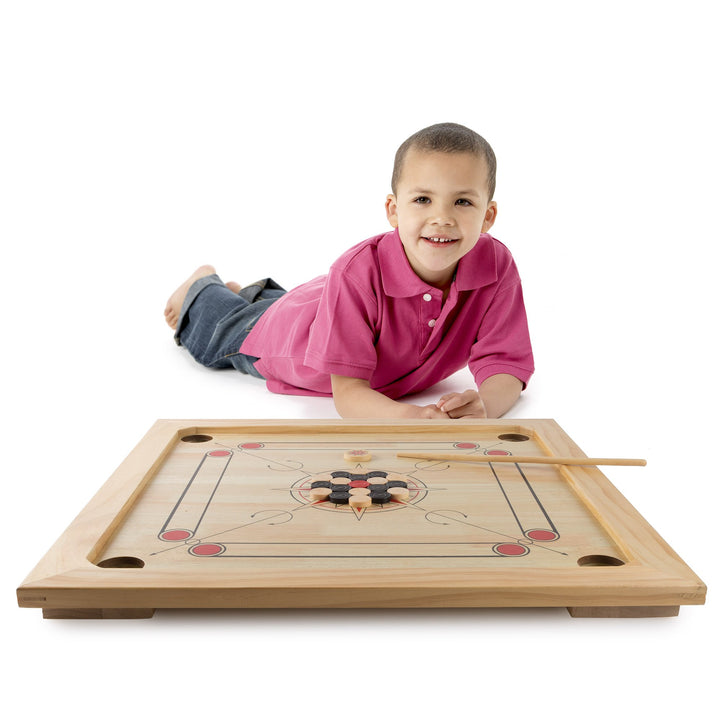 Hey! Play! Carrom oard Game - Wooden Strike and Pocket Game Set with Group of - Diamond Home USA