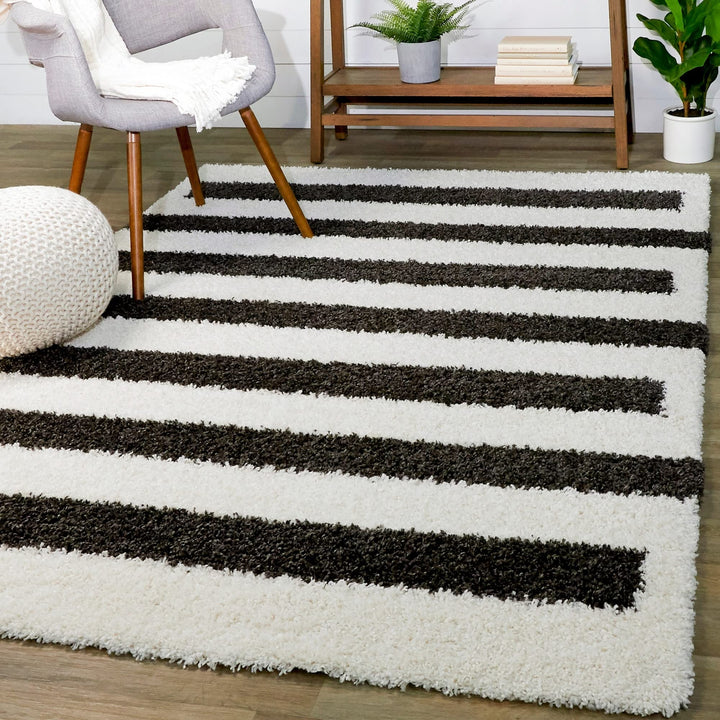 Balta Rugs Abbott Striped Area Rug 5'3" x 7' - Charcoal - Diamond Home USA