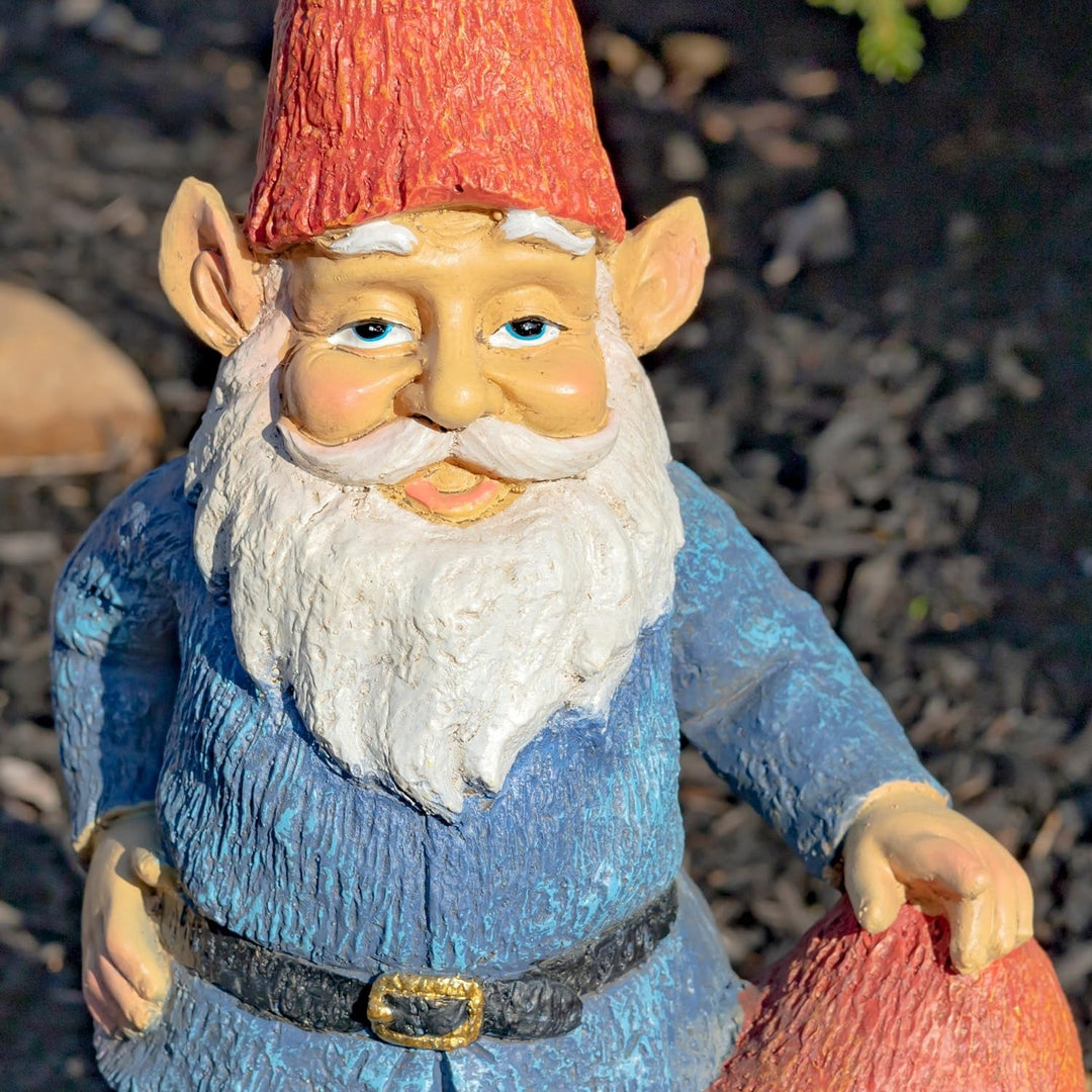 16 Inch Tall Spring Gnome Garden Statue with Mushrooms Multi Color Magnesium - Diamond Home USA