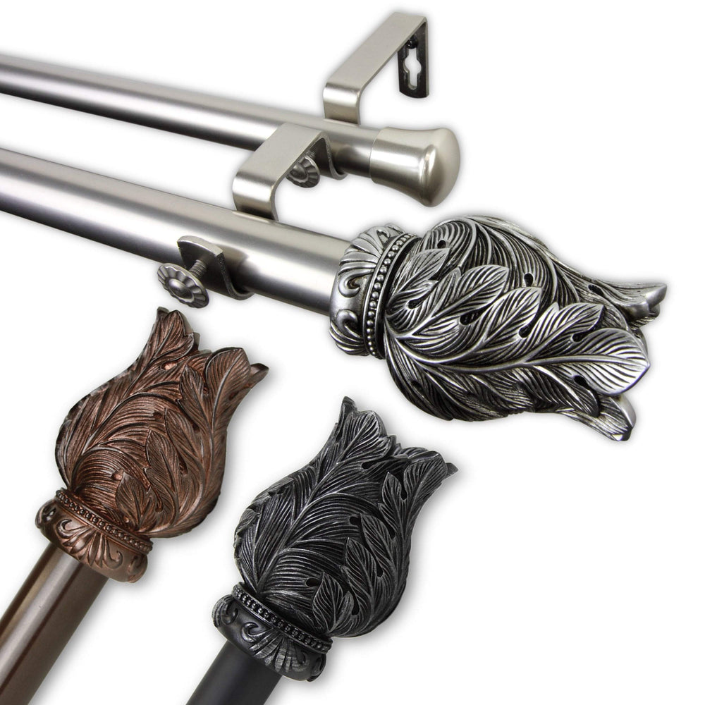 InSyleDesign Aremis 1 inch Diameer Adjusable Double Curain Rod Bronze 120 - Diamond Home USA