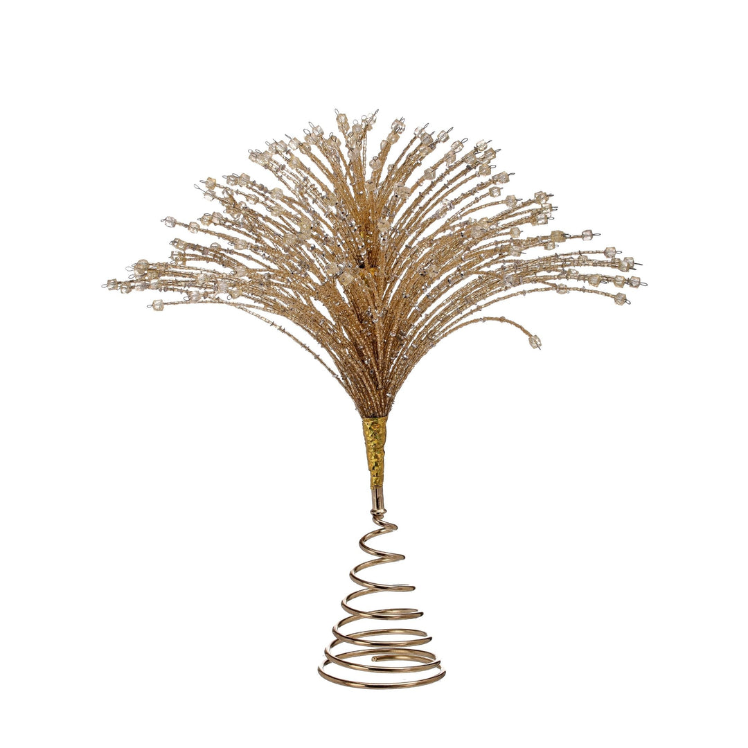 13" Glass Beads Tree Topper Gold Polyester - Diamond Home USA