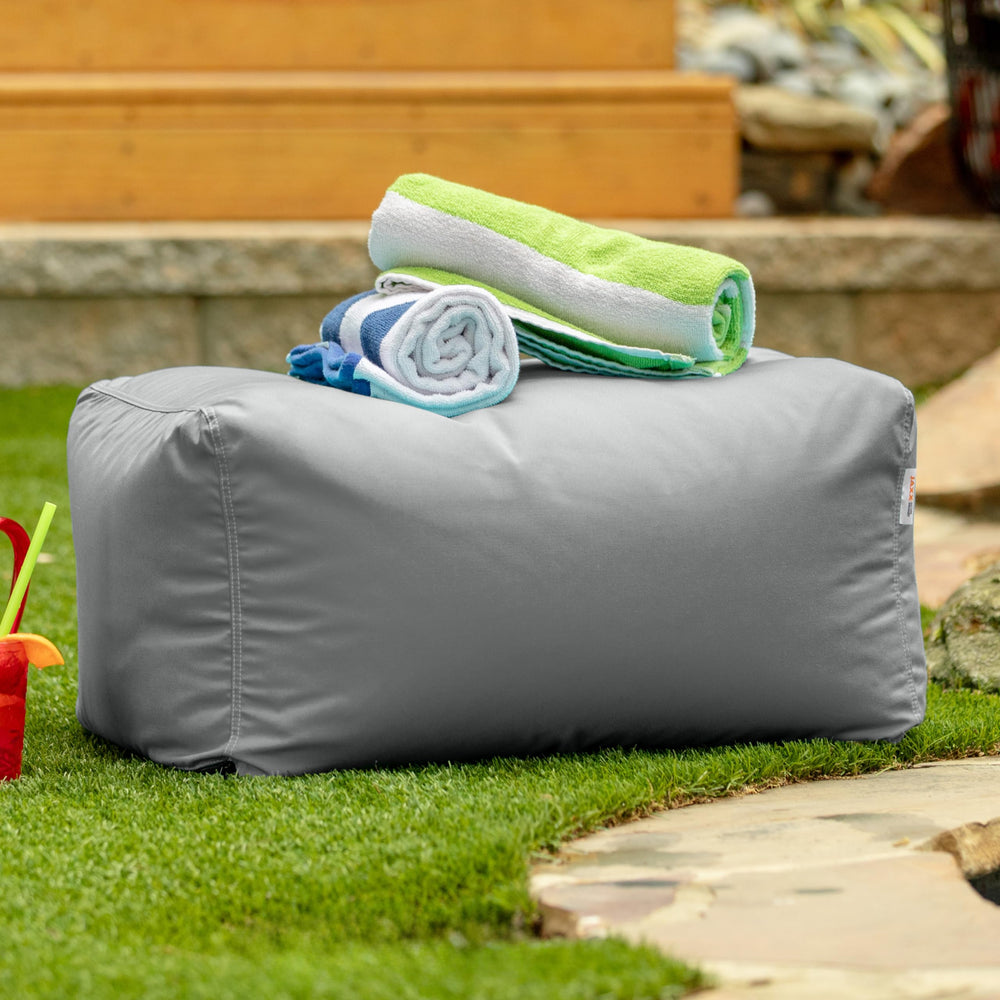 Jaxx Leon Outdoor Bean Bag Ottoman Bench Premium Sunbrella Granite - Diamond Home USA