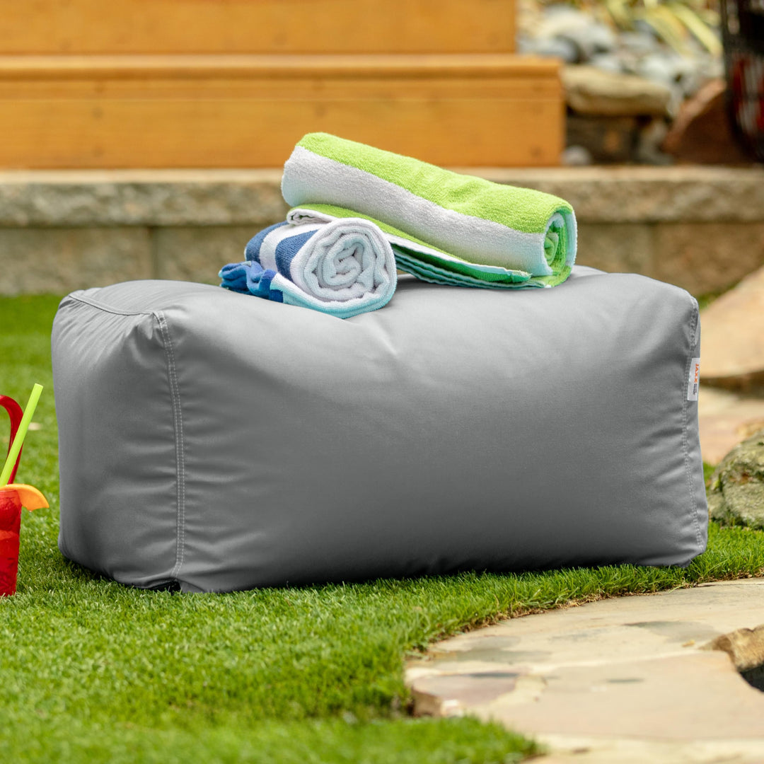 Jaxx Leon Outdoor Bean Bag Ottoman Bench Premium Sunbrella Granite - Diamond Home USA