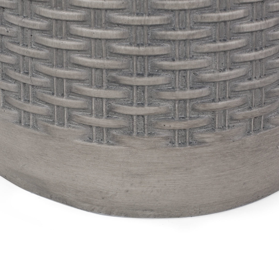 Outdoor Lightweight Concrete Side Table Grey Modern Contemporary Round Water - Diamond Home USA