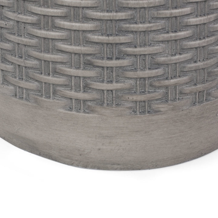 Outdoor Lightweight Concrete Side Table Grey Modern Contemporary Round Water - Diamond Home USA