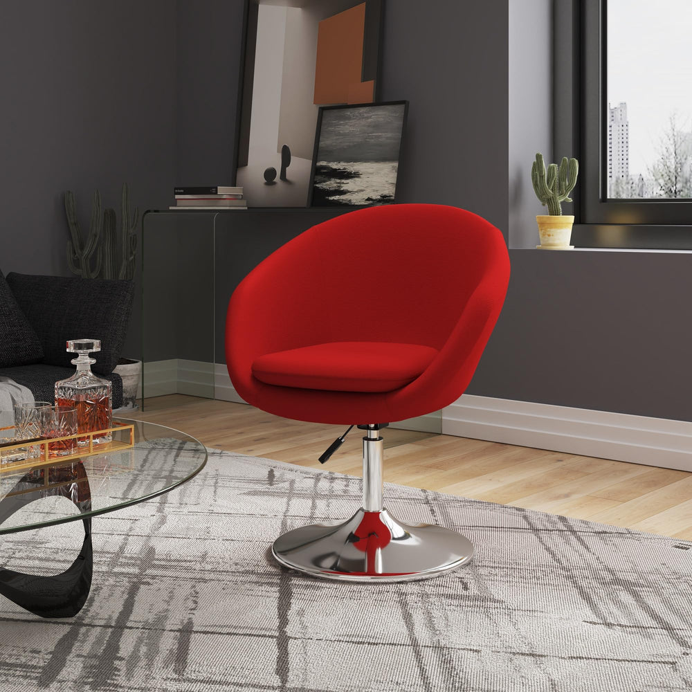 Manhattan Comfort Hopper Mid Century Modern Living Room Bowl Seat Design Red wool/cashmere - Diamond Home USA