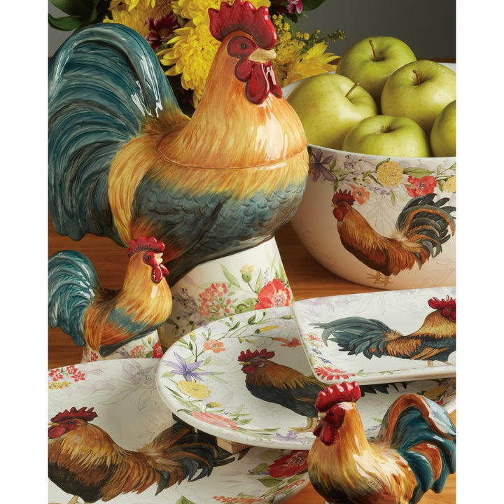 Floral Rooster 3-d Cookie Jar 66oz Multi Color Ceramic - Diamond Home USA