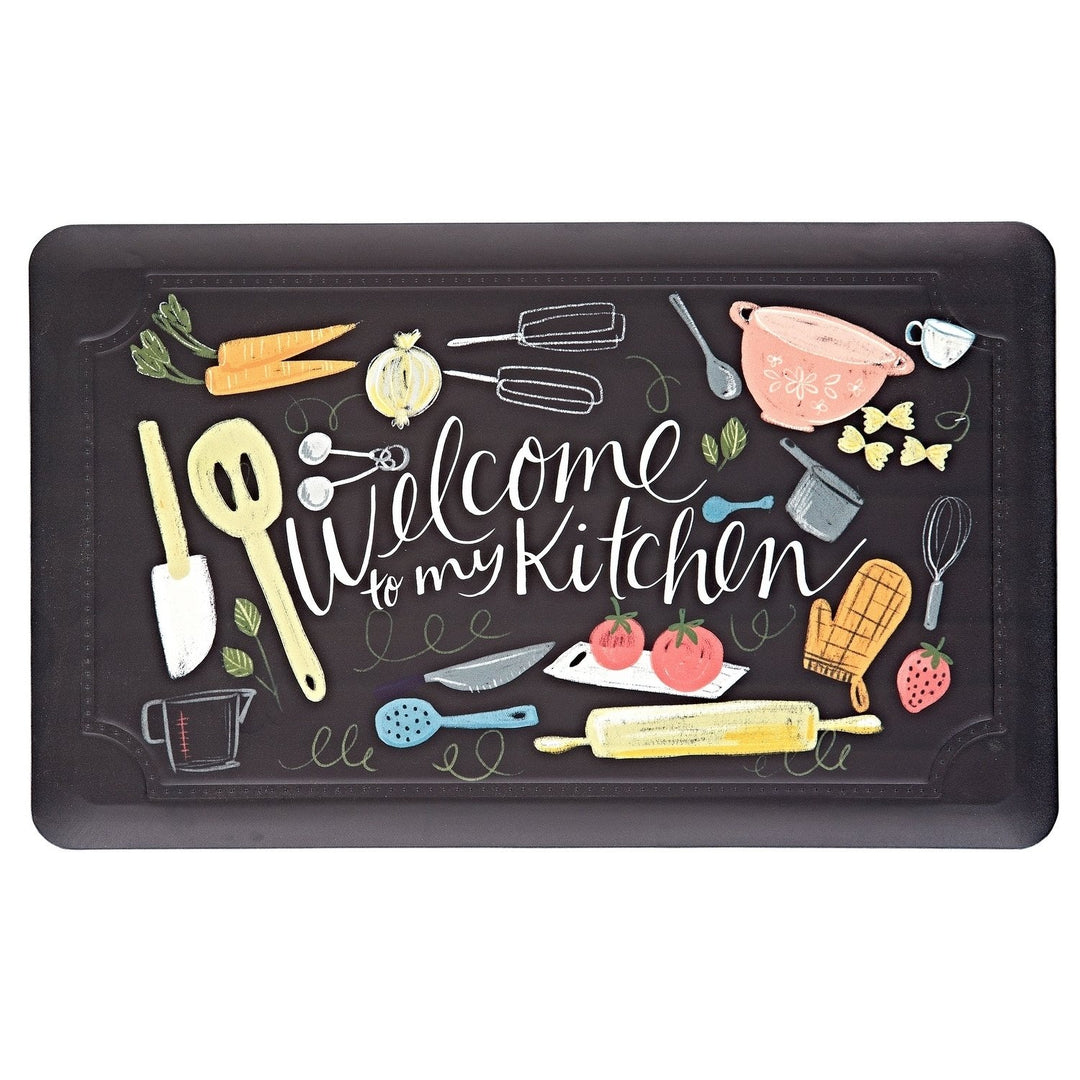 1 Piece 2' x 3' Black Blue Orange White Green Yellow Red Welcome To My Kitchen - Diamond Home USA
