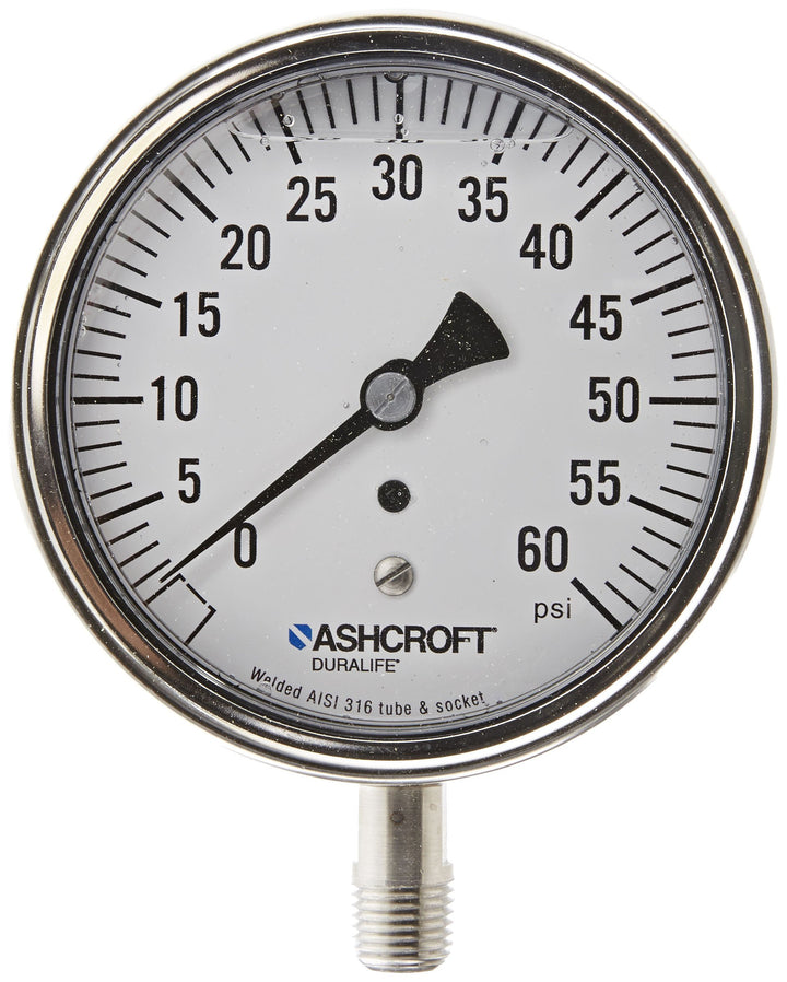 Ashcroft Duralife Type 1009SW Stainless Steel Case Pressure Gauge with Stainless