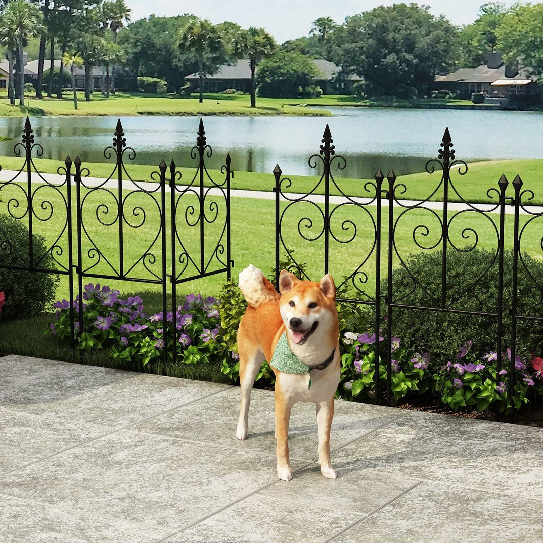 Garden Fence Arched Rustproof Border(5 Piece) Black Classic Vintage Metal Finish