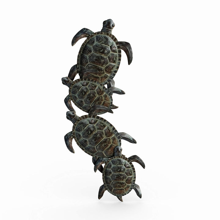 Sea Turtle Wall Art Black Green Bohemian Eclectic Metal - Diamond Home USA