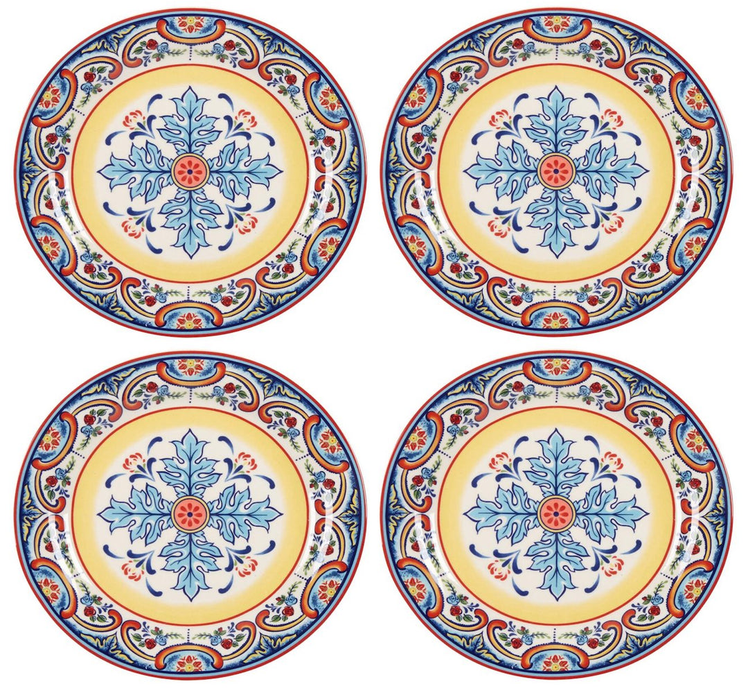 Euro Ceramica Zanzibar Collection Vibrant 8.7" Ceramic Salad/Dessert Plates