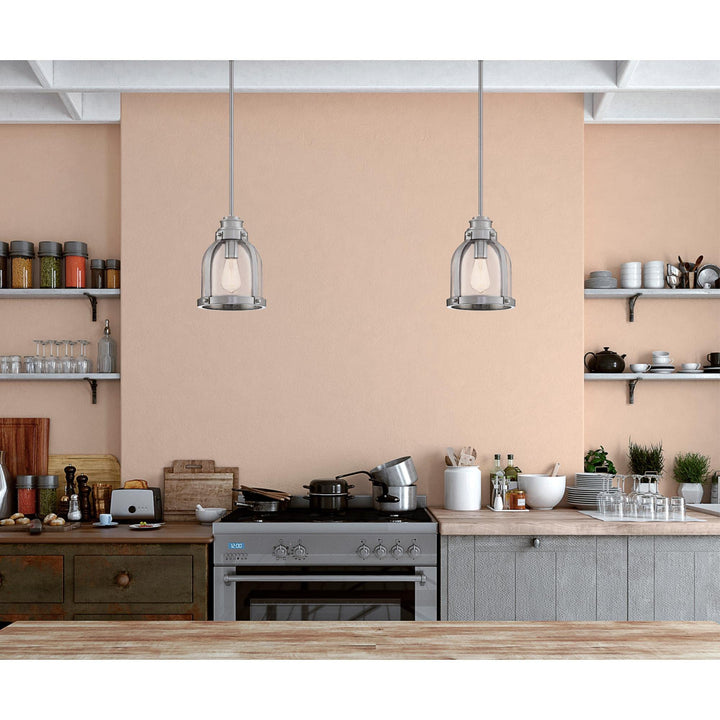 Westinghouse 6117800 Cindy Vintage-Style One-Light Indoor Mini Pendant Light Brushed Nickel - Diamond Home USA