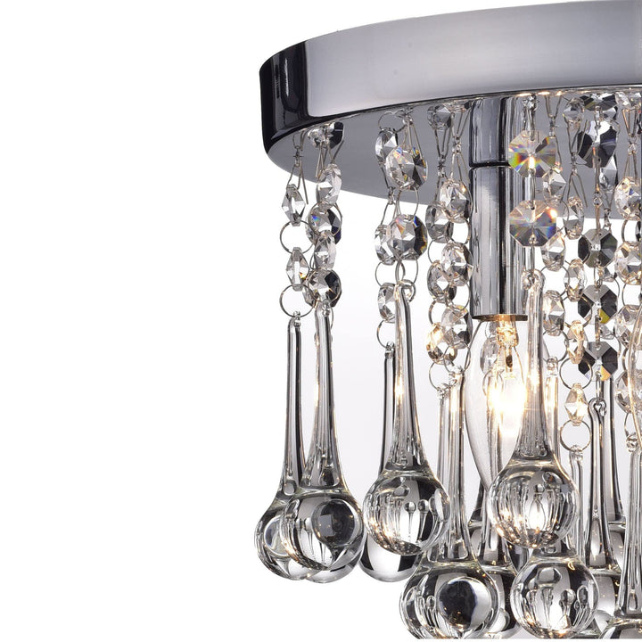 First Lighting Scelene Chrome Iron and Crystals 4-Light Flush Mount Light - Diamond Home USA
