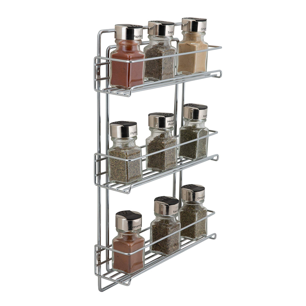 3 Tier Wall Mounted Spice Rack 11"x3.25"x18.12" Silver Steel - Diamond Home USA