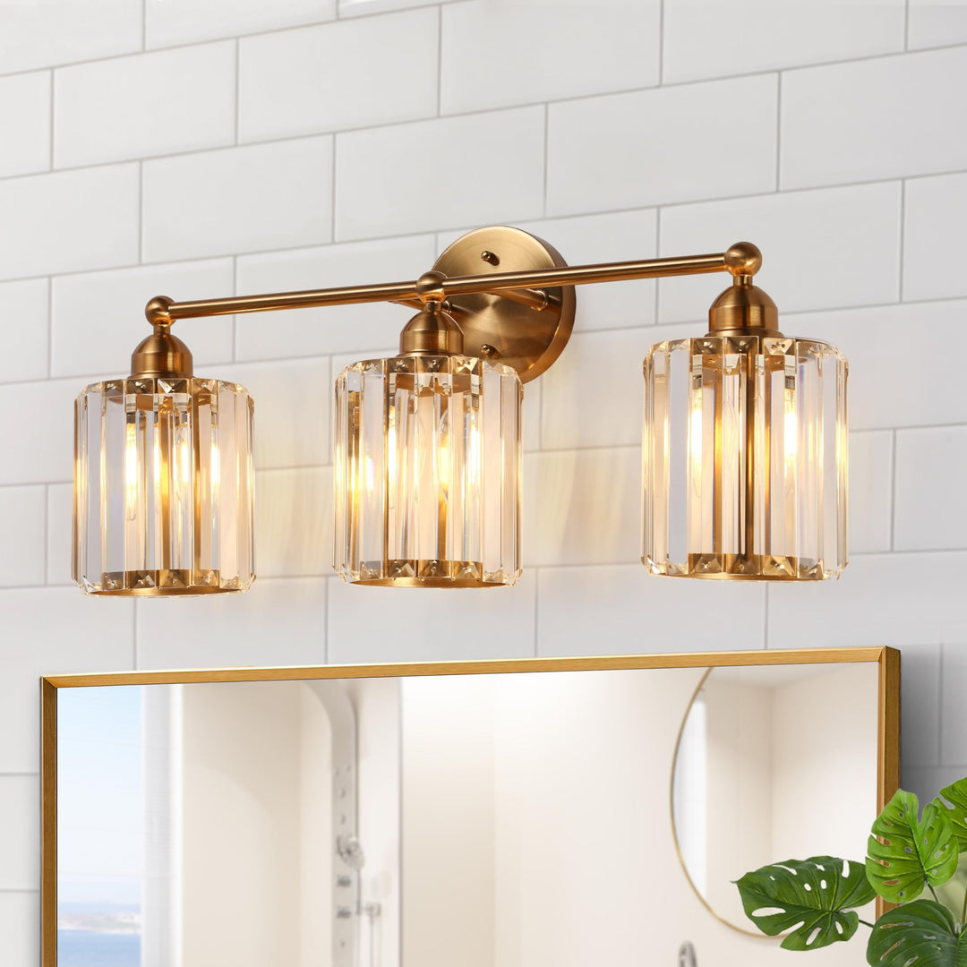 Modern Glam Plating Brass 3-light Bathroom Vanity ights Dimmable Wall Sconce