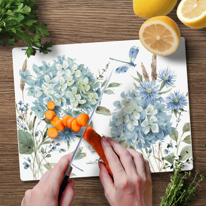 Tempered Glass Counter Saver/Cutting Board Bohemian Blue 10 Inch 8 Made in The - Diamond Home USA