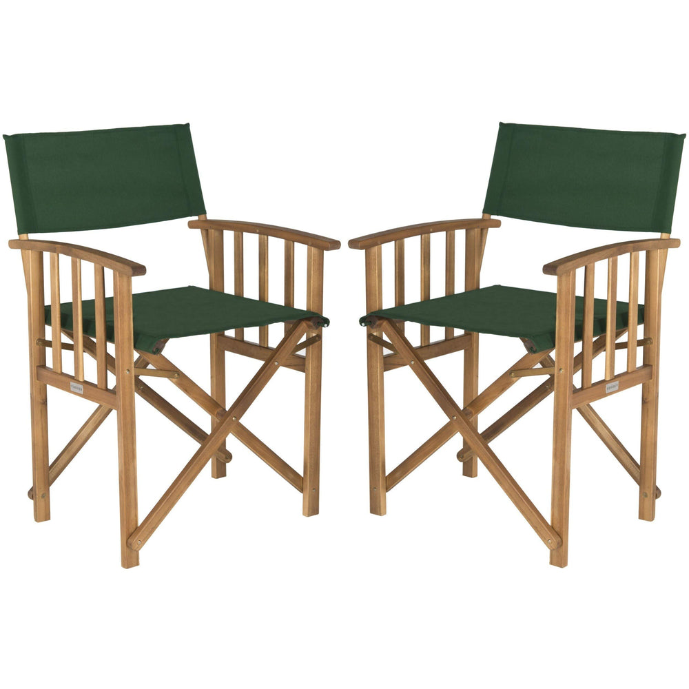 Outdoor Living Green Acacia Wood Director Chair (Set of 2) Tropical Teak Stained - Diamond Home USA