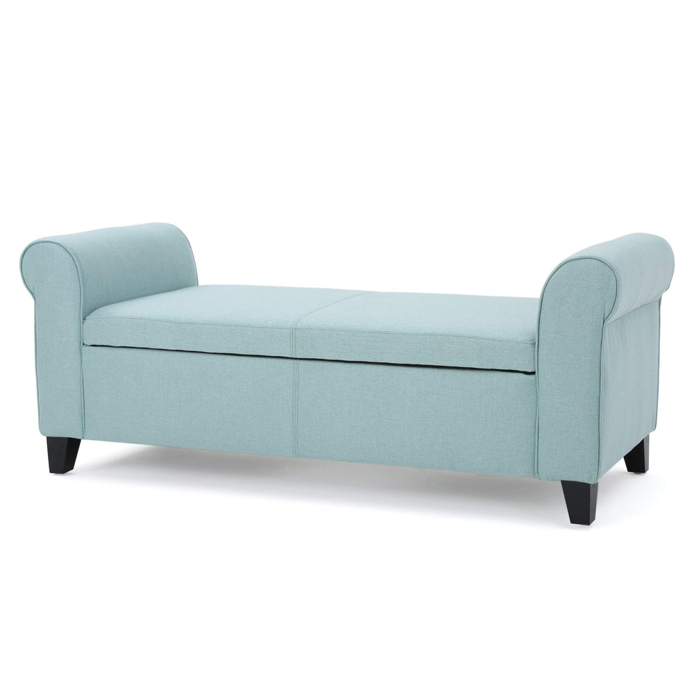 Christopher Knight Home Hayes Armed Fabric Storage Bench Light Blue 19.75 inches Light Blue+Dark Brown