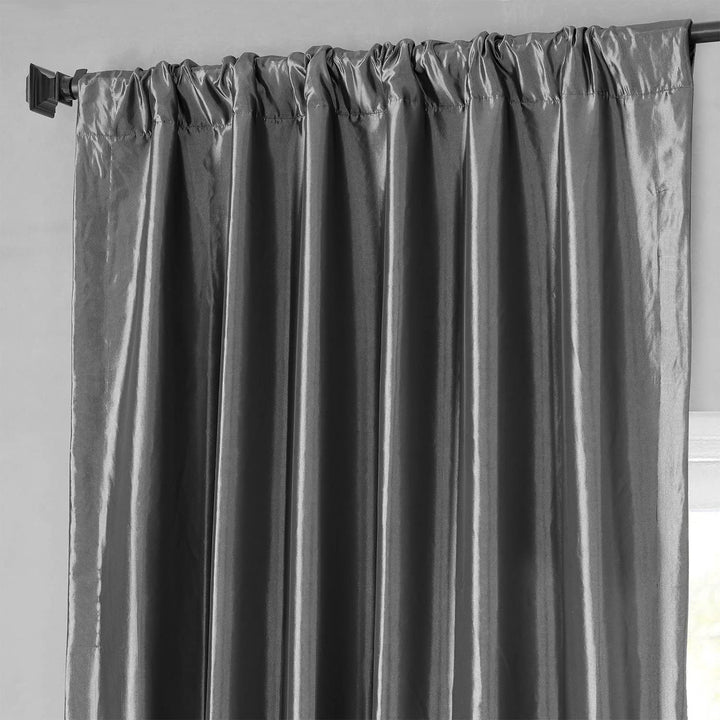 Exclusive Fabric Faux Silk Taffeta Solid Blackout Curtain (1 Panel)