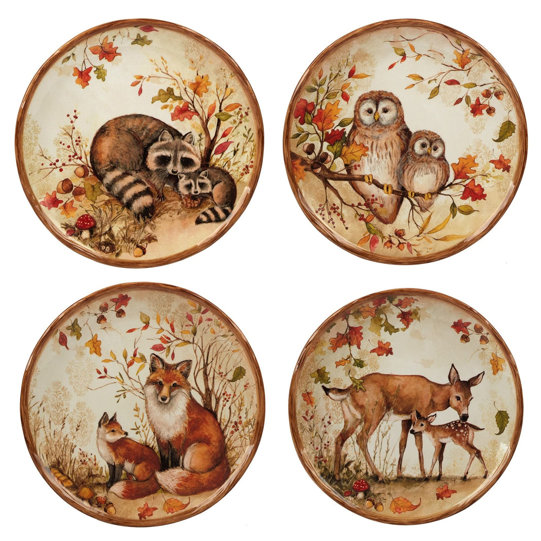 Pine Forest 16 Pc Dinnerware Set Service for 4 Beige Brown Multi lor Animal - Diamond Home USA