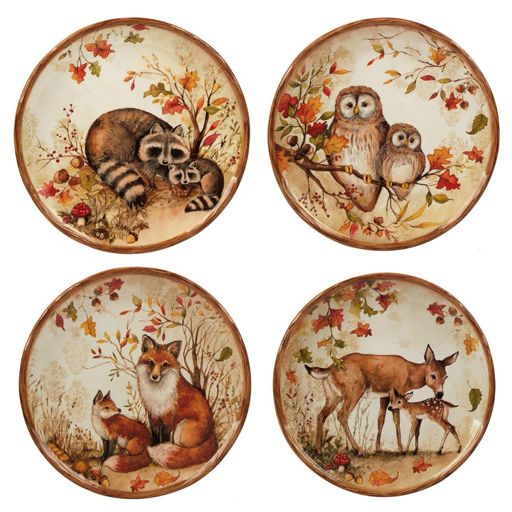 Pine Forest 16 Pc Dinnerware Set Service for 4 Beige Brown Multi lor Animal - Diamond Home USA
