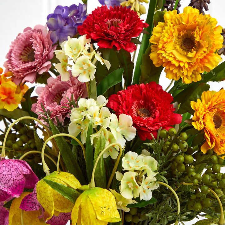 Nearly Natural Home Indoor Decorative Tabletop Spring Floral Arrangement - Diamond Home USA