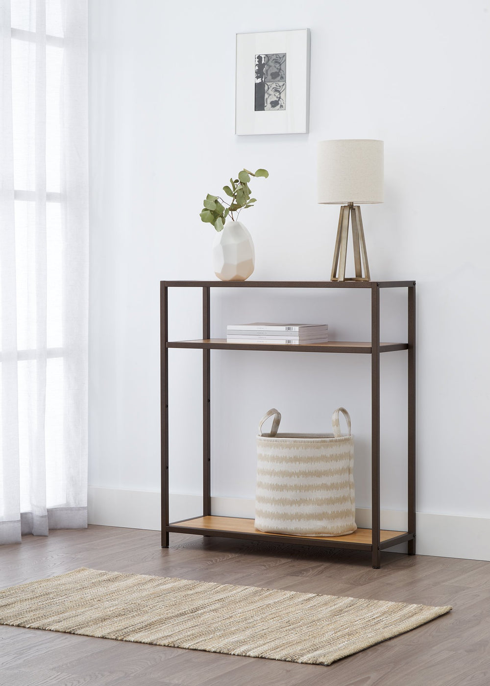 TRINITY 3-Tier Adjustable Bamboo Storage Shelves Decorative Book Shelf and - Diamond Home USA