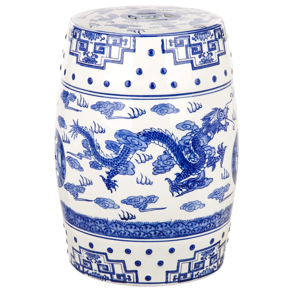 Breath Chinoiserie Blue Garden Stool - 13" X 18" Modern Contemporary Oriental - Diamond Home USA