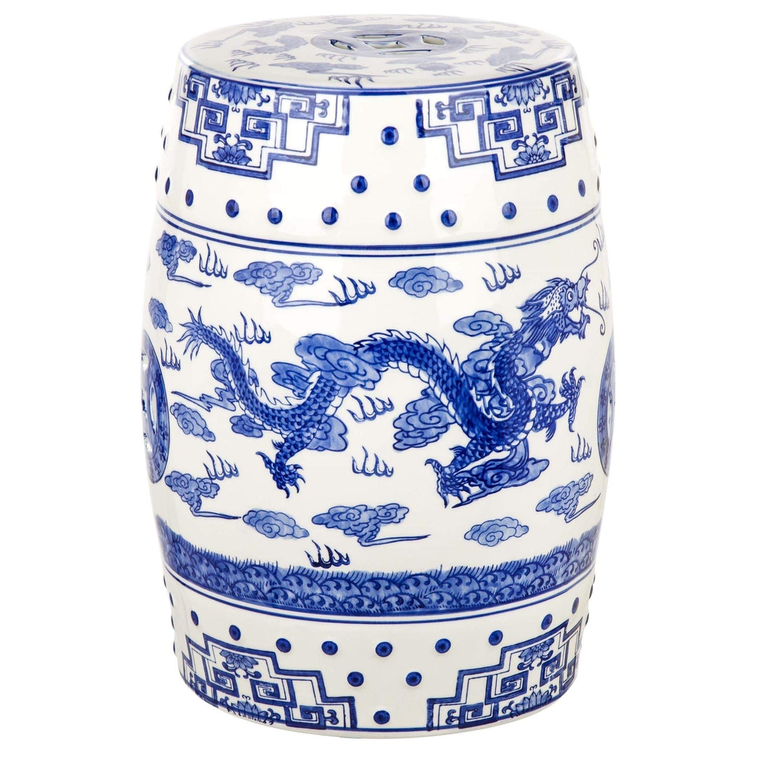 Breath Chinoiserie Blue Garden Stool - 13" X 18" Modern Contemporary Oriental - Diamond Home USA
