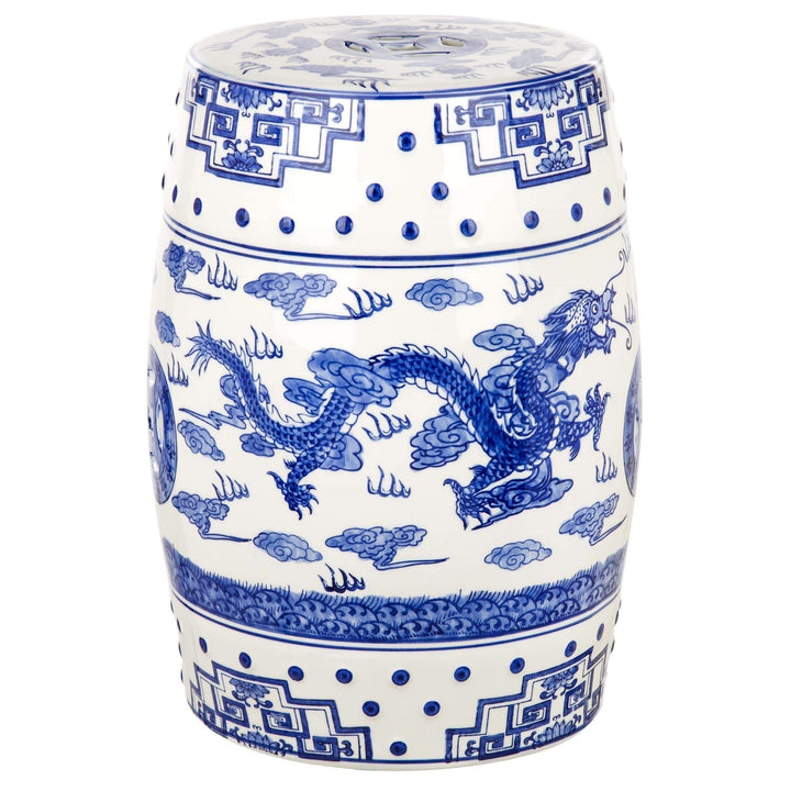 Breath Chinoiserie Blue Garden Stool - 13" X 18" Modern Contemporary Oriental - Diamond Home USA