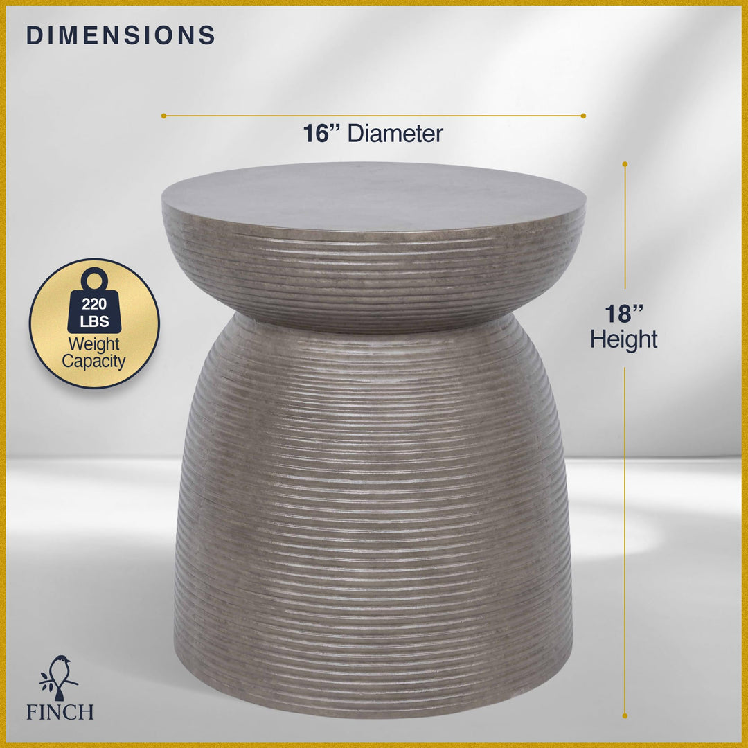 Finch Clayton Cement Pedestal Side Indoor/Outdoor End Plant Stand Stool and - Diamond Home USA