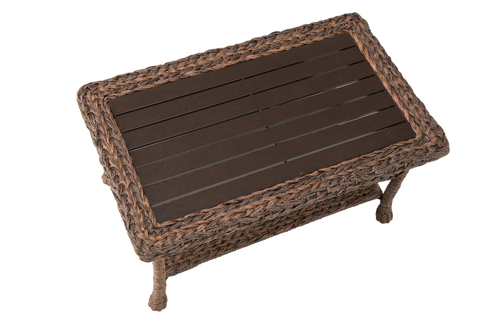 W Unlimited Modern Concept Faux Sea Grass Resin Rattan Coffee Table Dark Brown - Diamond Home USA