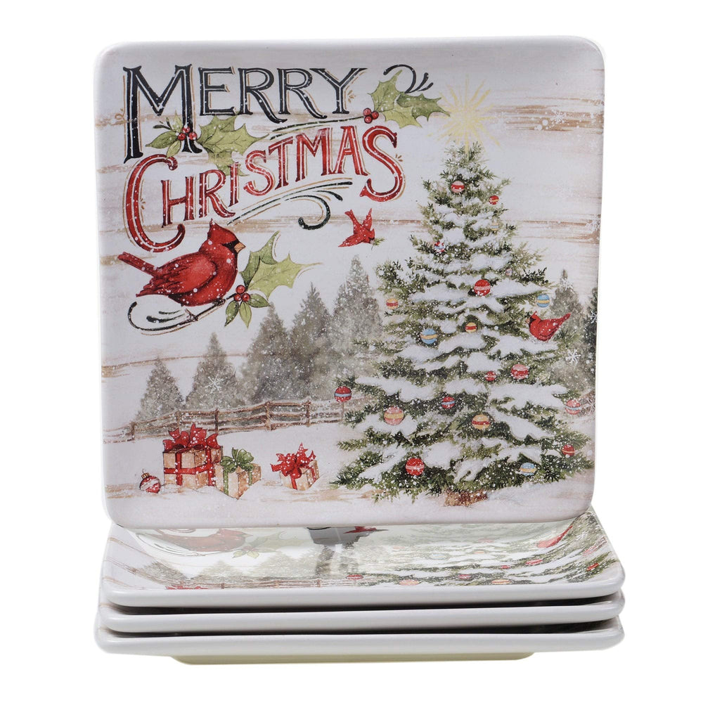 Christmas 16-piece Dinnerware Service For 4 Green Multi Color Red Animal - Diamond Home USA