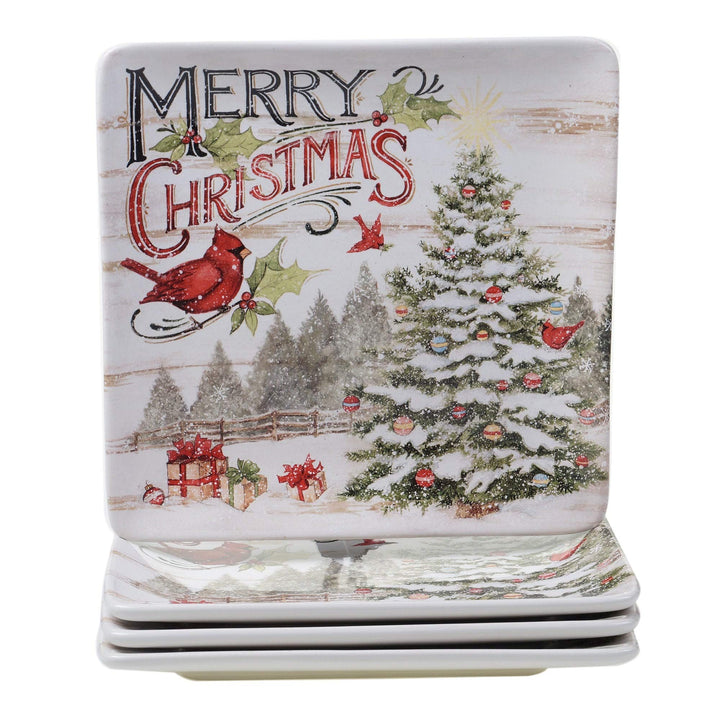 Christmas 16-piece Dinnerware Service For 4 Green Multi Color Red Animal - Diamond Home USA