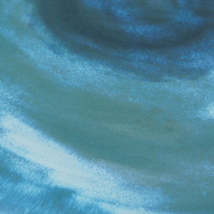 Grotto Blue Ceramic 18" Tropical Decorative Round Platter Beach Glossy Handmade - Diamond Home USA