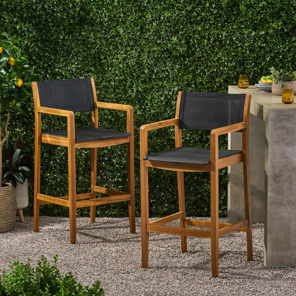 Christopher Knight Home Calista Acacia Wood Barstools with Outdoor Mesh (Set - Diamond Home USA
