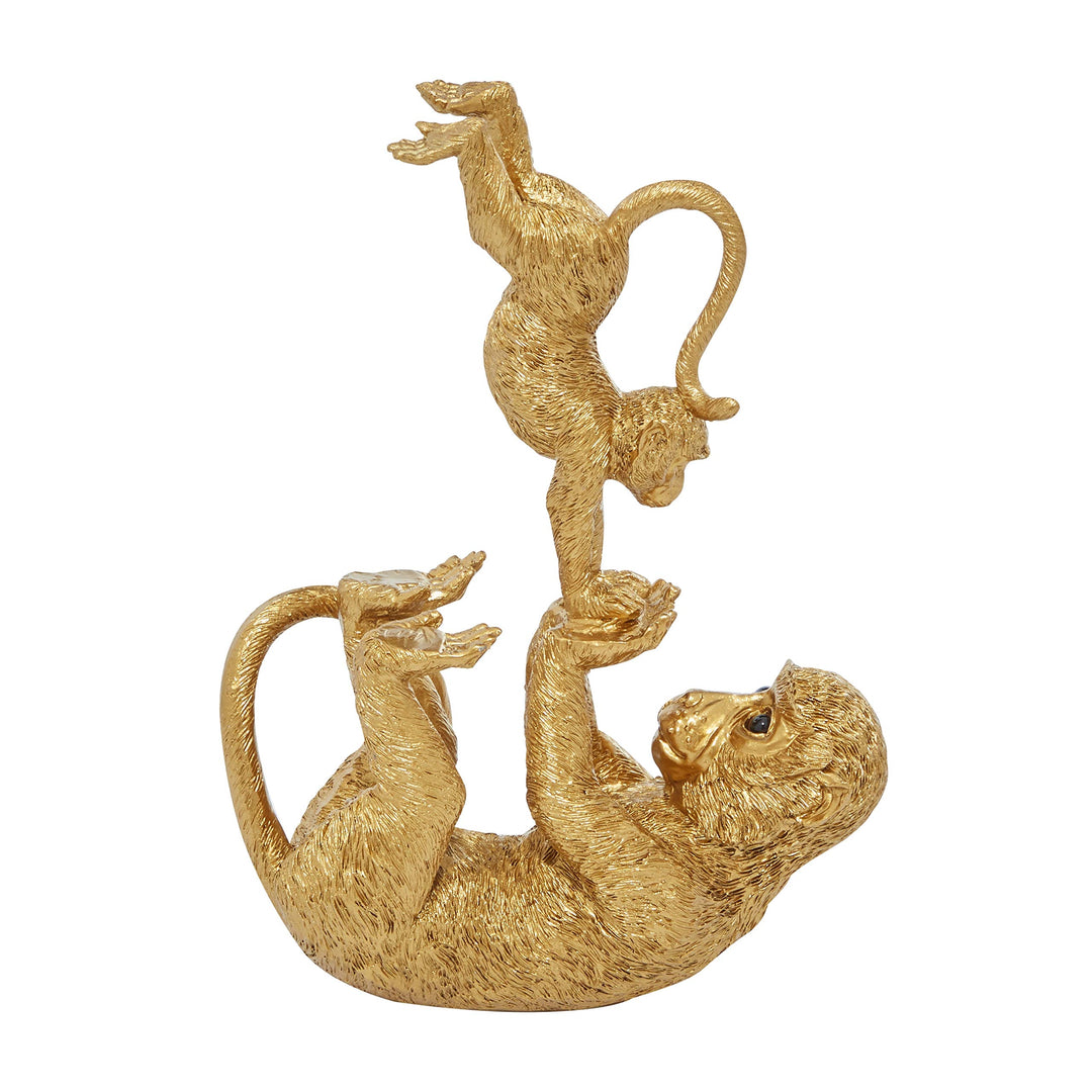 Gold Resin Eclectic Monkey Sculpture 11 X 8 3 in Yellow Metal - Diamond Home USA