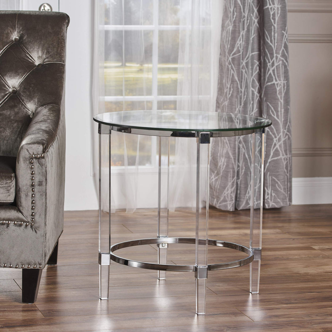Christopher Knight Home Orianna Acrylic and Tempered Glass Circular Side Table - Diamond Home USA