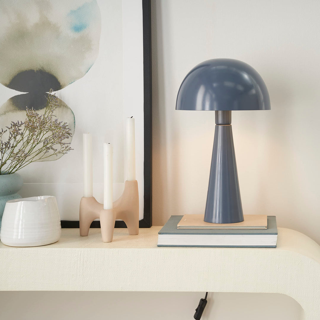 Nourison EPT01 16" Metal Mushroom Table Modern Retro Desk Bedside Living Room Grey