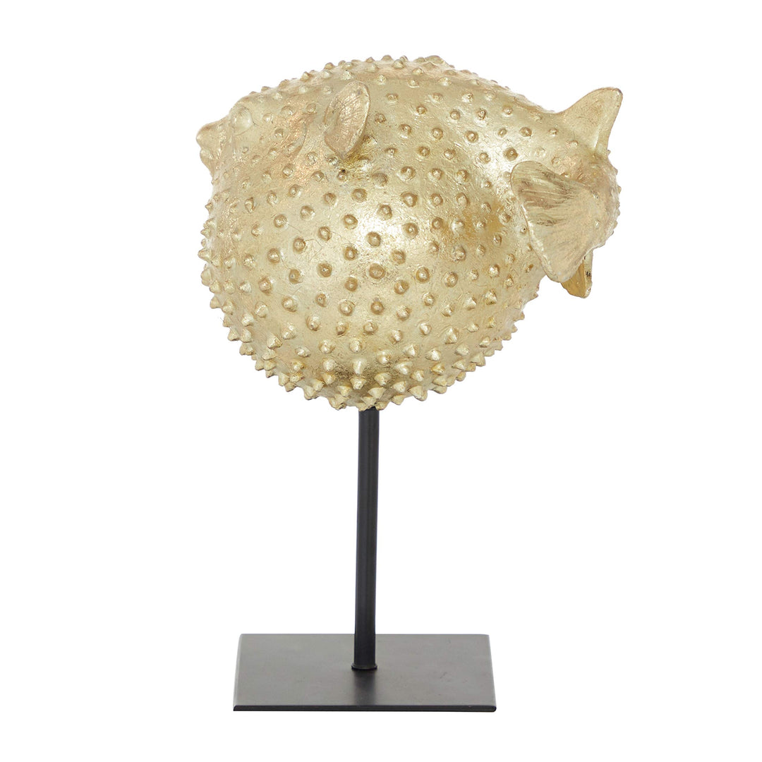 Gold Polyresin Coastal Fish Sculpture 9 X 7 5 Yellow Resin - Diamond Home USA