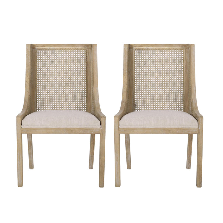 Christopher Knight Home Maurers Upholstered Dining Chairs - Cane and Wood - Beige/ Natural - Diamond Home USA