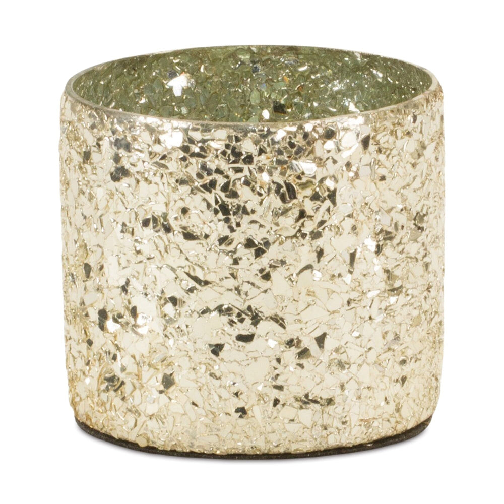 Gold Mosaic Glass Candle Holder (Set of 2) - Diamond Home USA