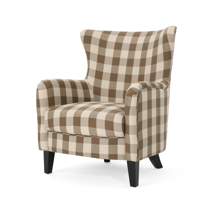 Christopher Knight Home Oliver Farmhouse Armchair Brown Checkerboard Dark Brown