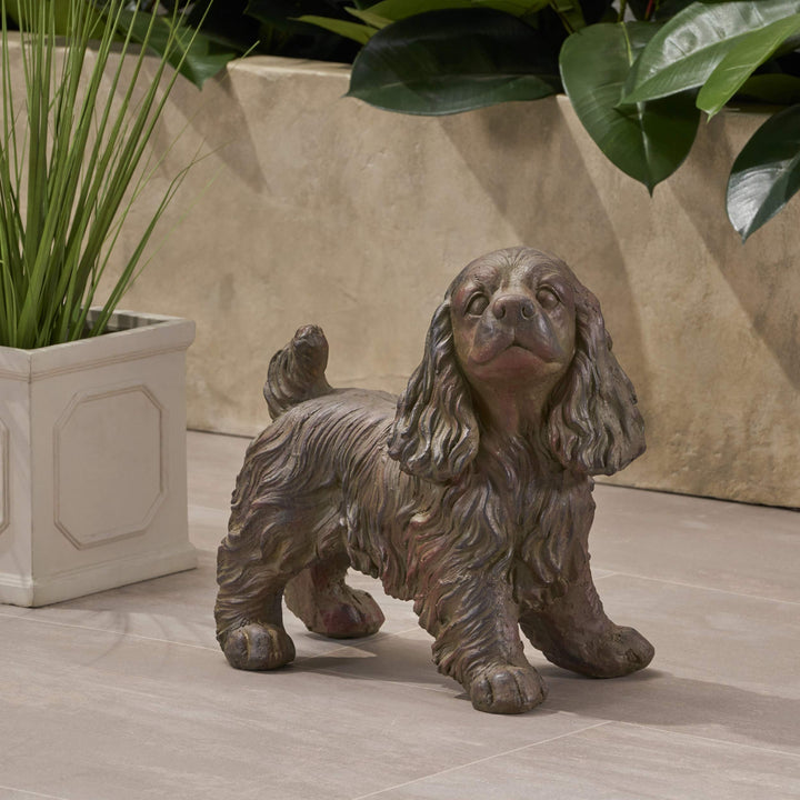 Christopher Knight Home Messiah Outdoor Cocker Spaniel Dog Garden Statue Brown