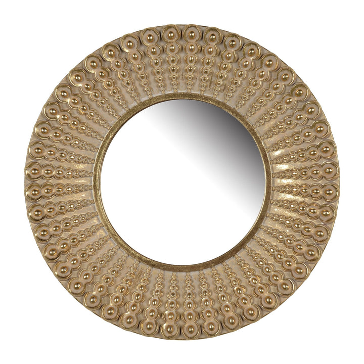 Gold Beaded Sunburst Accent Wall Mirror Farmhouse Modern Contemporary - Diamond Home USA